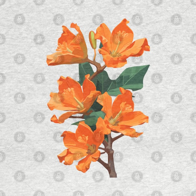 African Tulip Tree Orange Flowers by craftydesigns